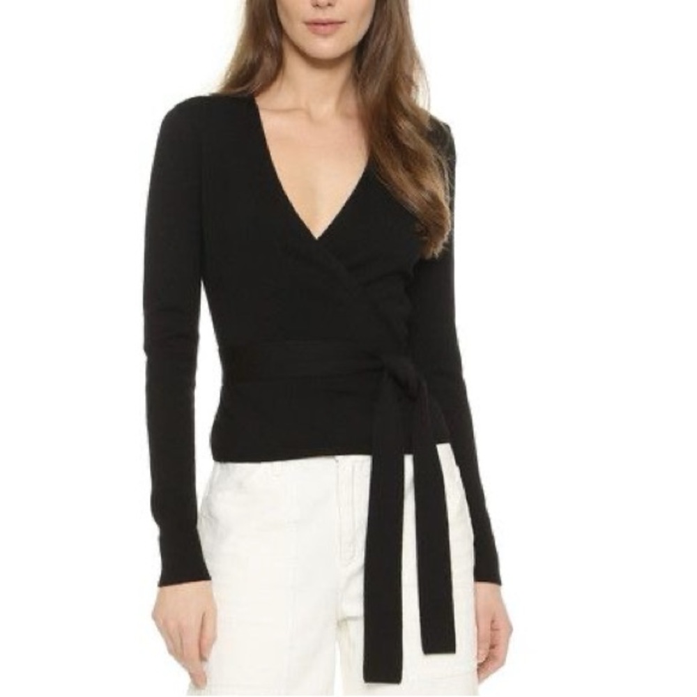 Diane Von Furstenberg - Black Wrap Cardigan  - size S